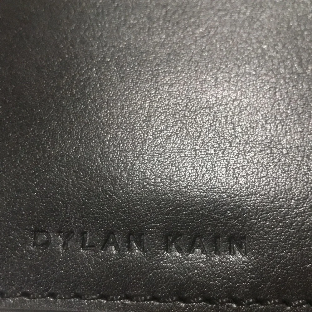DYLAN KAIN black leather zipper skinny wallet three credit card inserts